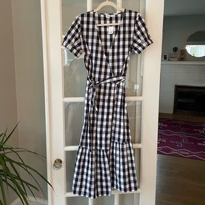 NWT Gap Gingham Wrap Midi Dress XS